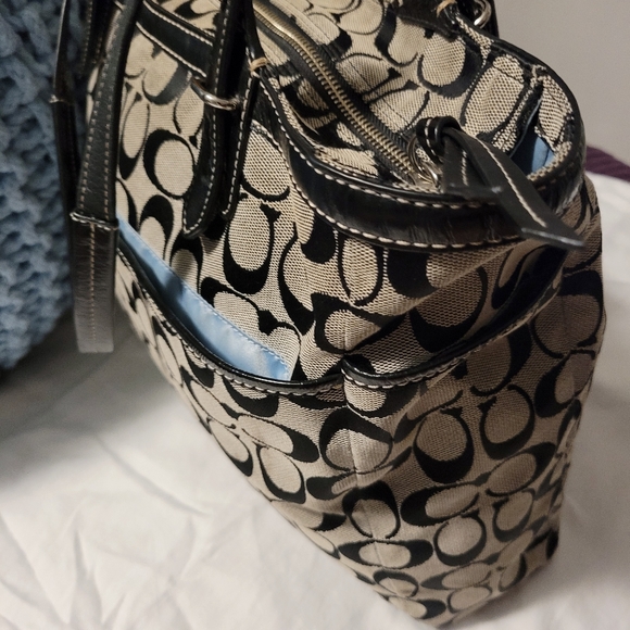 Coach bag signature monogramed grey and black - Picture 4 of 16
